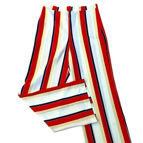Vintage Hi Waisted Striped Trouser Pants - Picture 1 of 7